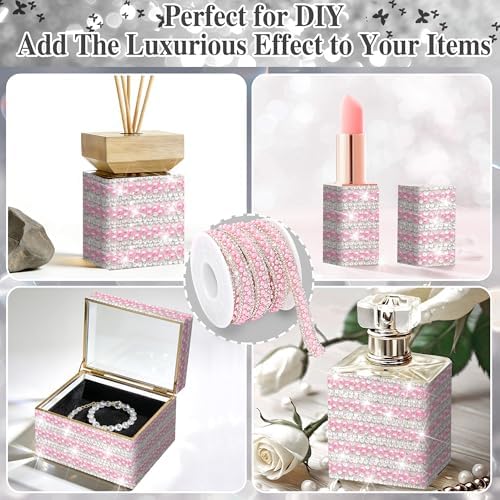 Pink Pearl Rhinestone Roll Self Adhesive 3 Yards Diamond Tape