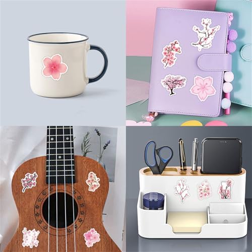 55PCs Sakura Stickers,Suitable for Phone Cases, laptops, Water Bottles, scrapbooks, Decorations, Durable Party Supply Decals as Gifts(Colourful-K4)