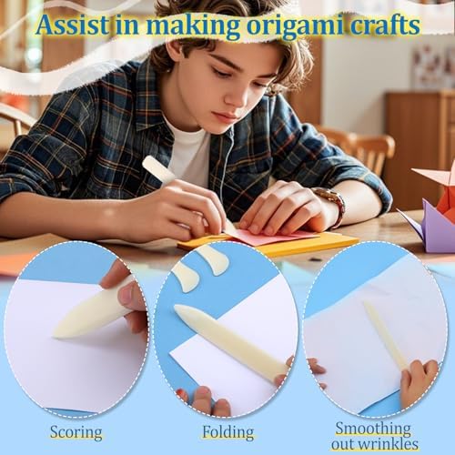 9 Pcs Bone Folder Tool Scoring Tool Folding Bone Plastic Paper Folding Tool Book Binding Kit Leather Burnishing Card Making for Folding Scoring Creasing Origami Scrapbooking (Pack of 3)