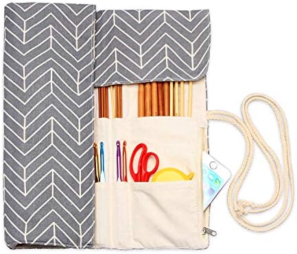Teamoy Knitting Needle Crochet Hook Case Organizer Holder(up to 14"), Gray