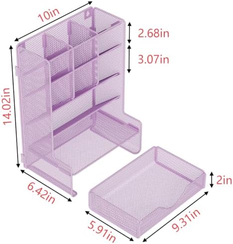 BOHDK Pen Organizer for Desk, Multi-Functional Desk Organizer, Wall Mount Pen Holder with Drawer for School, Office, Home, Art Supplies, Purple