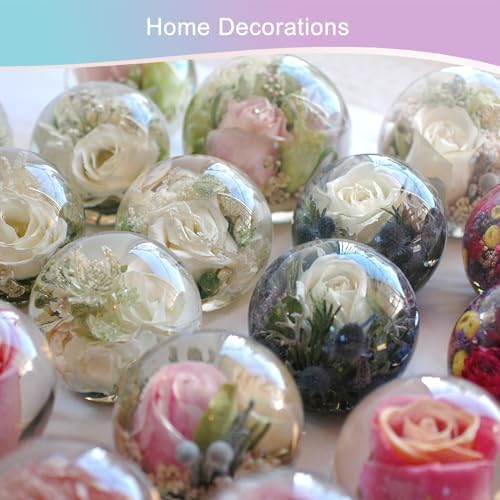 KISREL Sphere Resin Molds, 8 PCS Sphere Silicone Mold, Upgraded 3D Seamless Epoxy Molds，Large Ball Shape Flower Resin Mold for Home Decor, Flowers Preservation