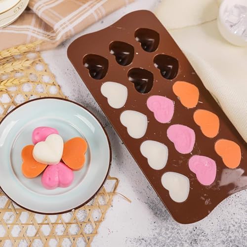 2 Pack 3D Heart Silicone Chocolate Molds Food Grade Non-Stick Easy Release for Candy Jelly Ice Cube Soap Making Perfect for Valentine's Day Wedding Party Gifts