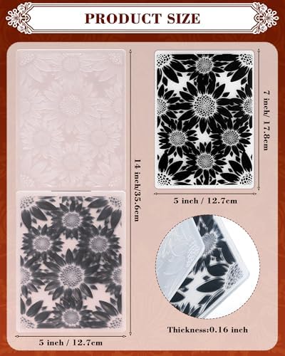 FIVEIZERO 3D Sunflower Embossing Folder for Embossing Machine, 5 x 7 Inch Deep Relief Embossing Template, Summer Floral Pattern for Card Making, Scrapbook, Photo Album & DIY Crafts