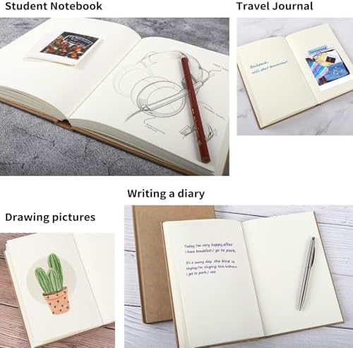 EOOUT 3pcs Blank Notebook, A5 Hardcover Sketchbook 120 Sheets 240 Pages Unlined Notebook, 100gsm Paper, 5.6 x 8.2in, Journal for Drawing, Art, Travelers Gifts, Students and Office Supplies