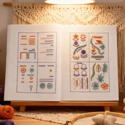 Embroidery Stitch Book Kit - Portable Embroidery Book with Multiple Sewing Tools & Instructional Tutorial, DIY Stitches for Beginners & Enthusiasts (1 Set)