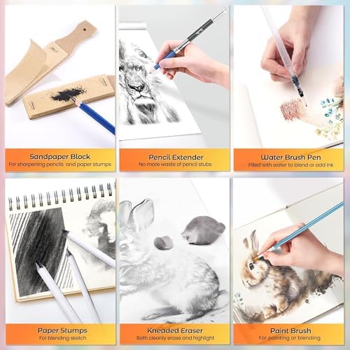 106 PCS Art Supplies Sketching Kit, Pro Drawing Pencils Art Kit Adults Gift