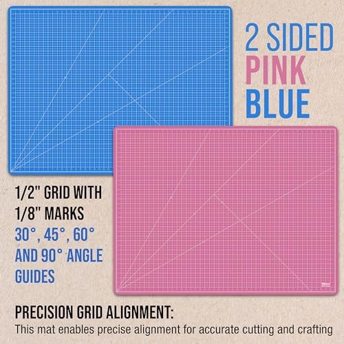 U.S. Art Supply 36"x48" Self-Healing Cutting Mat 5-Ply Pink/Blue