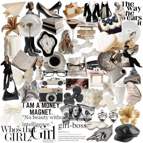 50PCS Clean Girl Aesthetic Stickers, Clear PET Old Money Vintage Paris Journal Stickers for Scrapbooking, Planner, Vision Board, Laptop, Fashion Collage