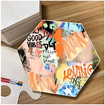Unfinished Wooden Panels for Painting, Blank Wood Hexagon Framed Boards for Crafting Art Pouring (10x11.6 in, 6 Pack)