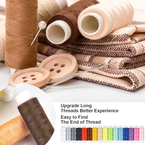 MIXCOOL Sewing Kit for Adults, Beginners, Needle and Thread Kit, Portable Sewing Supplies, Contains Thread, Scissor, Needles, (Beige, M)