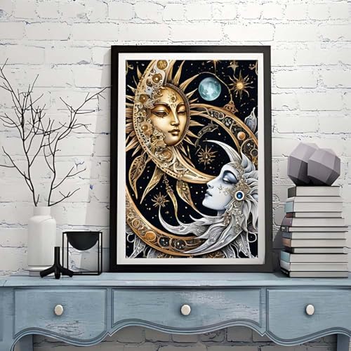 Diamond Art Kits for Adults,Sun and Moon Diamond Painting Kits 12 x 16in