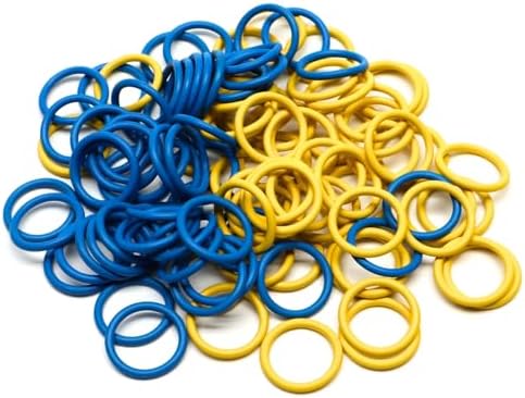 (100 Pack) Soft Stitch Ring Markers for Knitting and Crochet - Flexible, Snag-Free Rubber Stitch Markers (Medium Size for Needle Sizes 9-15, Blue & Yellow)