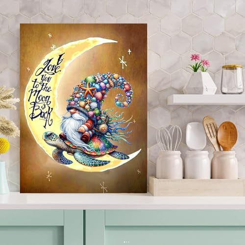Meothan Diamond Art Kits for Adults Moon Gnome Diamond Painting Kit 12x16in