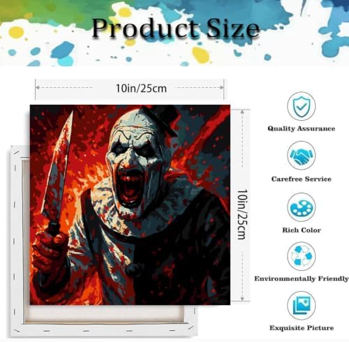 Horror Paint by Numbers Kit for Adults Beginner with Framed 10x10 Inch