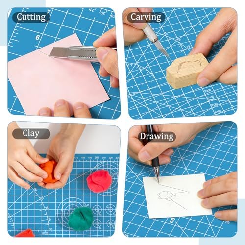 A4 Cutting Mat,Small Self Healing Sewing Mat 12in x 9in Rotary Cutting Mat Double Sided Thickened Craft Cutting Board for Hobby Fabric Precision Sewing Modeling Quilting Projects,Blue