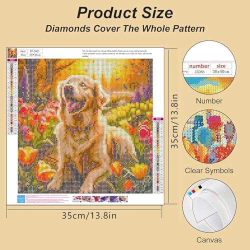 Lophomie Diamond Art Kits for Adults, 5D Dog Diamond Painting Kits 12x16 in