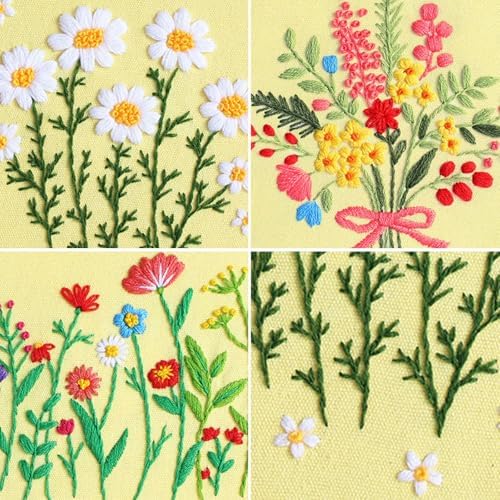 Louise Maelys 3 Set Floral Embroidery Kit, Botanical DIY Craft Collection