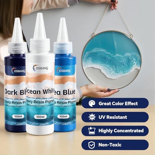 Dark Blue Epoxy Resin Pigment 100ml/3.4 fl.oz, High Concentration Liquid Colorant for Resin Art, Ideal for Creating Waves, Cells, and Unique Ocean DIY Crafts