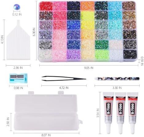 42 Colors Rhinestone Kit, 42000pcs Flatback Gems for DIY Bedazzling Crafts