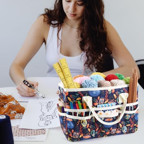 Craft Organizer Tote Bag with Multiple Pockets,Scrapbooking Art Storage
