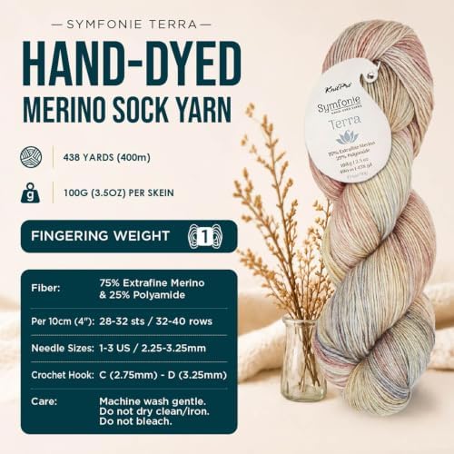 KnitPro Symfonie Fingering Weight Merino Wool Yarn 100g, Moonlit Glow