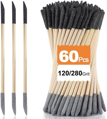 Sanding Sticks 60PCS, 120/280 Grit for Plastic Models, Wood & Resin | 5.4" x 0.2", Double-Ended Sanding Tool, Flat Round Pointed Tips, Model Kit Detailing, 3D Print Finishing, DIY, Precision Work