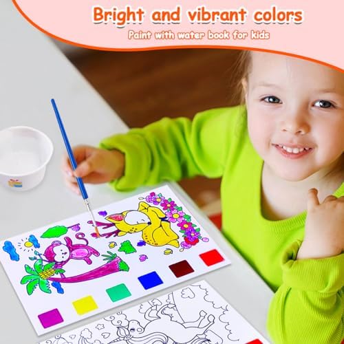 JUNQIU 4Pack Paint with Water Books for Kids, Watercolor Painting Coloring Books for Toddlers, Magic Paint Set for Kids, Art Craft Kits Easter Basket Stuffers For Girls Boys