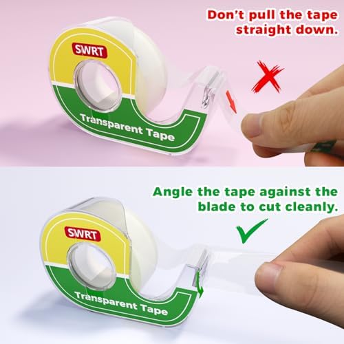 SWRT Double-Sided Tape for Crafts, 1/2 in x 300 in, 6 Pack with Dispensers