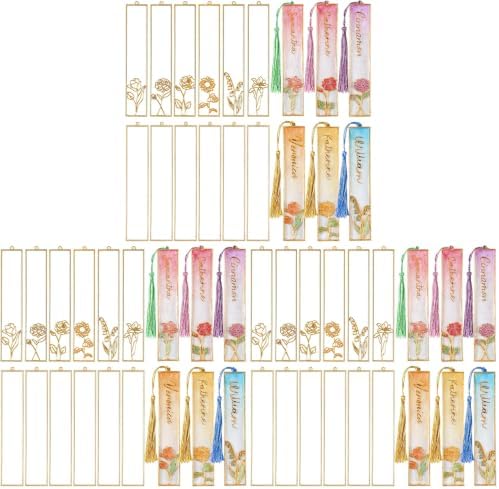 LET'S RESIN 12pcs Bookmark Bezels for Resin with Tassels, UV Resin Molds for DIY Bookmarks, Metal Bookmark Bezels Bulk for Craft Supplies & Wind Chime Accessories (Tape Not Included) (Pack of 3)