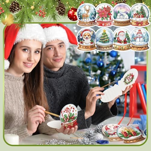 Fullhawl 30 Pcs Diamond Art Painting Christmas Cards with Envelopes Snowman Christmas tree Craft Christmas Diamond Art Painting Greeting Cards DIY Christmas Card Making Kits for Adults Gifts