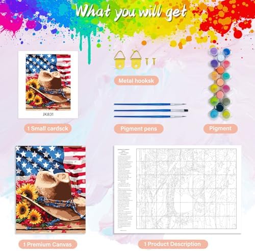 Yunnuo Paint by Numbers Kit for Adults American Flag,16x20 inch
