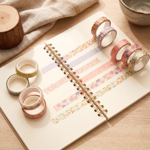 cobee 10 Rolls Sparkling Gold Foil Washi Tape Set, Decorative Masking Tape