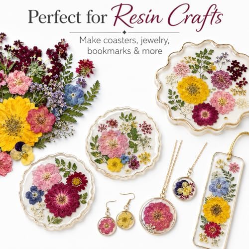 180 pcs Dried Flowers for Resin, Natural Flowers and Leaves Kit with Butterfly Stickers， Vacuum Sealed DIY Pressed Flowers for Jewelry Molds, Candle Soap Making, Scrapbook, Nail Art (Colorful-E)