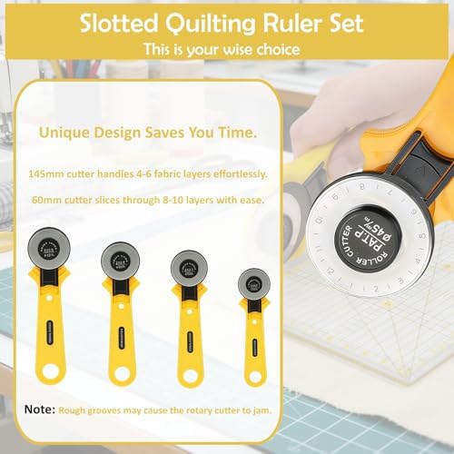 Rotary Cutter Set with A3 Self-Healing Cutting Mat, Fabric Scissors, 2 Blades, Quilting Ruler, Sewing Ruler & Sewing Clips – All-in-One Kit for Quilting, Patchwork, Sewing & Crafting