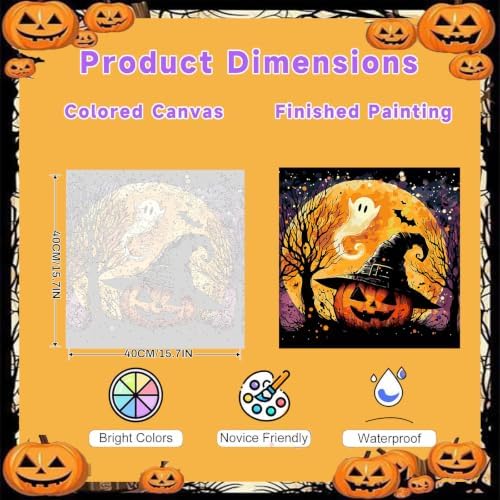 Halloween Paint by Numbers for Adults, Pumpkin Paint by Number on Canvas