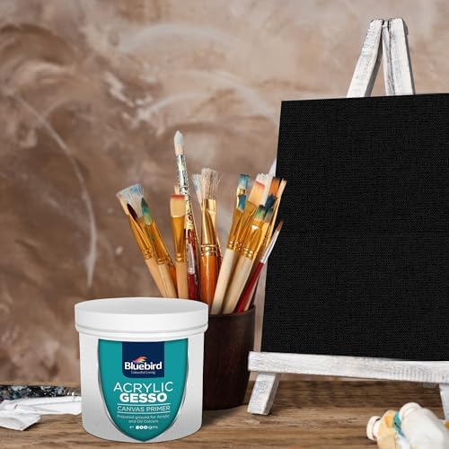 BLUEBIRD Heavy Gesso Primer for Acrylic Painting, Gesso Surface Prep Medium for Acrylic Paint and Oil Paint (Black, 28.2 Oz)