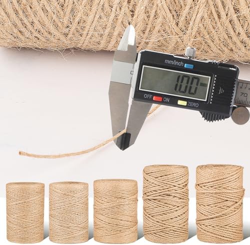 Natural Jute Twine String 1mm x 1312ft Bulk Jute Rope for Crafting, Gardening, Gift Wrapping - Brown Decorative Cord for Cat Scratching Posts, DIY Projects