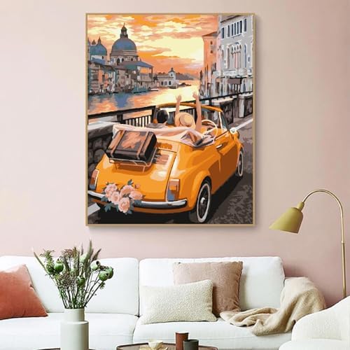 ZRIZQ Paint by Numbers Kit for Adults Beginner,City Cars,16x20