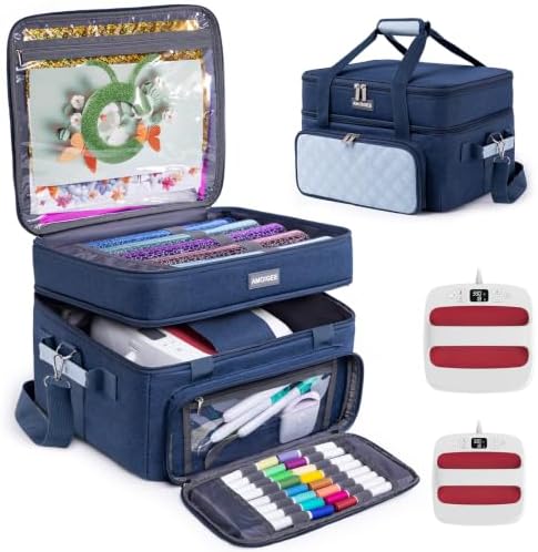 AMOIGEE Double-Layer Carrying Case, Craft Organizer for Cricut Accessories