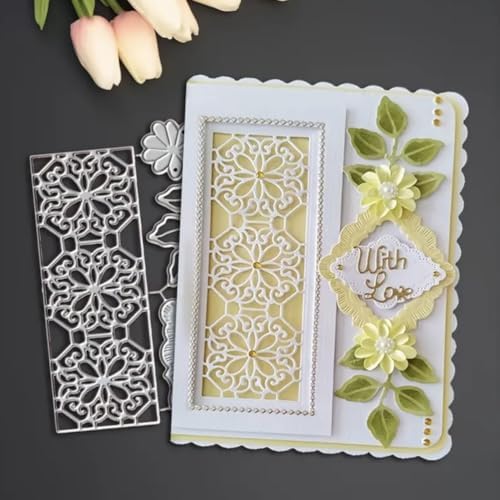 Cutting Dies Metal Stencils Scrapbooking Tools DIY Embossing Template for Paper Card Making Album Arts Crafts Supplies (Hollow Flower Frame- 9x11.4cm)