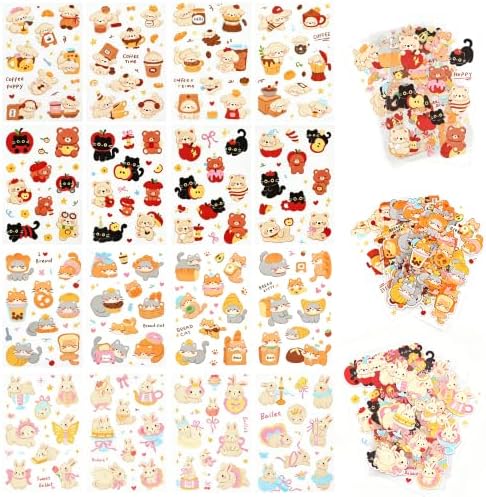 128Pcs Cute Pets for Scrapbooking,Self-Adhesive Transparent Cute Pets Scrapbook Supplies Journaling Supplies for Adult Card Making Letters DIY Water Bottle Cards Decoration