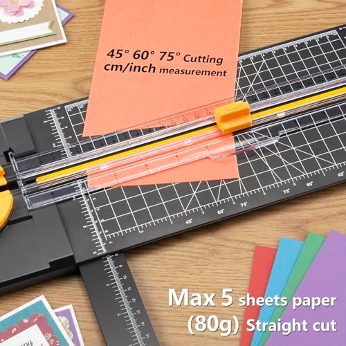 Worklion Scrapbooking Cutting Tool: Paper Cutter 4 in 1 for Craft Edges, Straight,Perforator,Scorer and Wavy on Paper,Cardstock,Ticket,Photo,Coupon,Vinyl,Letter,Postcard,12 inch Cutting Length,Black