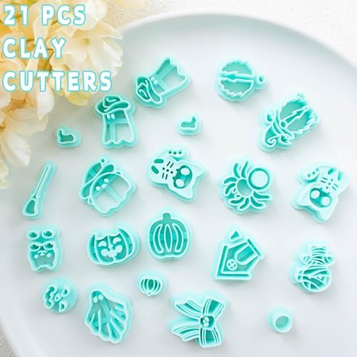 Tainsky Halloween Clay Cutters - 21 Shapes for Polymer Clay Cutters for Earrings（E）