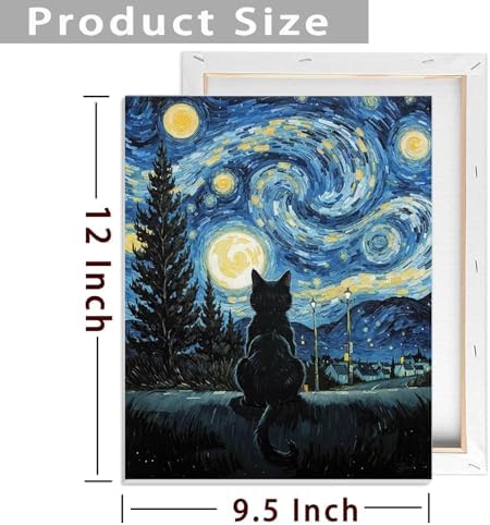 ldazao Cat Framed Paint by Numbers Kit for Adults, Cats Adult Paint by Number Artist Kits for Beginner DIY Easy Cat Oil Art Painting Kits Home Room Wall Decor Gift 9.5x12 Inch