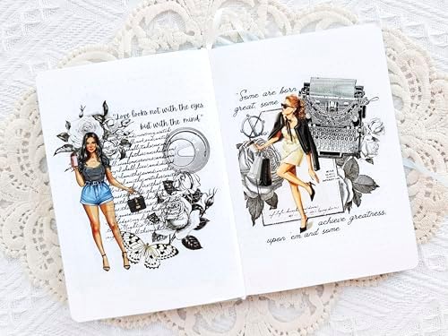 WT Wide PET Tape, Journal Scrapbook Bujo Planner DIY Craft Supplies, Chic Attitude, Fashion Outfit Girls Decorative Tape, Characters, Transparent Clear Adhesive, Single Roll, Original Designs