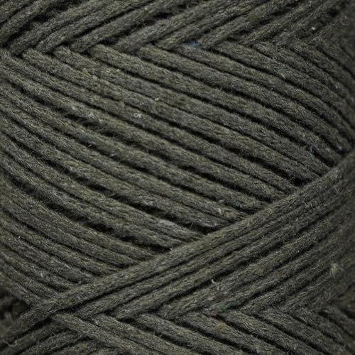 Makromecity, Cotton Macrame Cord 2mm x 195 Yards (590 feet) 2mm Recycled Cotton Crochet Yarn for Macrame Art & Crafts for Wall Hangings, Bags, Underplate, Rug (25 Colors Available) (Olive Drab)