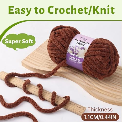 2 Pack Chunky Chenille Yarn for Crocheting Hand Knitting,Soft Thick Bulky Chunky Fluffy Plush Velvet Crochet Blanket Yarn for Crocheting Baby Blankets/DIY Crafts/Home Decor 2 * 100g(Black)
