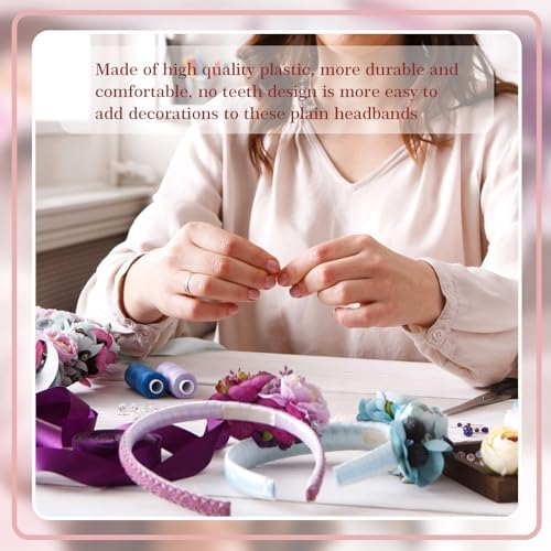 Hotop Plastic Headbands Bulk No Teeth Plain for Women,1/2 Inch Wide,White