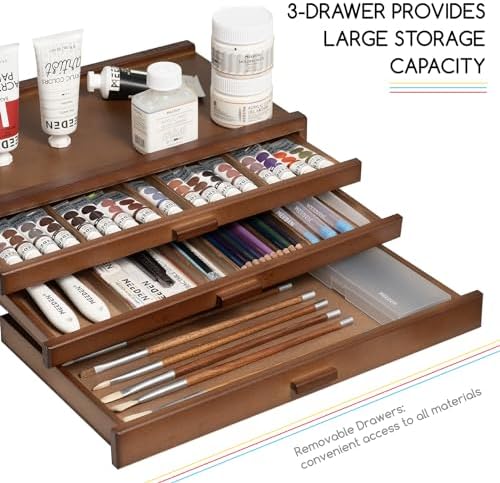 MEEDEN PRO Supply Storage Box - 3 Tier Wood Artist Drawers Art Supply Box
